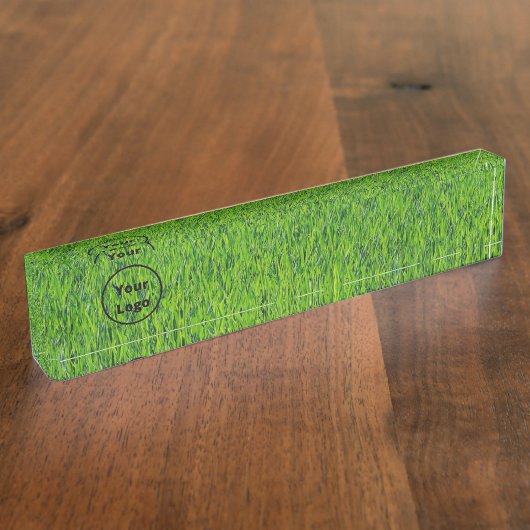 カスタム緑の草 デスクネームプレート (側面)