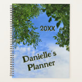 カスタム緑の離れ青い空の木の王冠の写真 –  プランナー手帳 (正面)