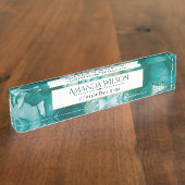 カスタム緑エレガント金ゴールドインク机用ネームプレート デスクネームプレート (側面)