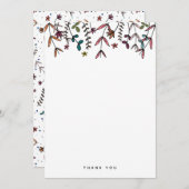 カスタム緑図解入りの、写真付きのとオレンジの花柄 サンキューカード (正面/裏面)