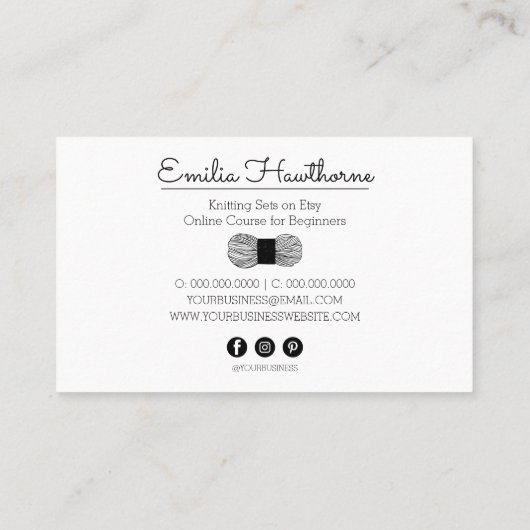 カスタム編み物クロシェスモールビジネスショップ 名刺 (裏面)