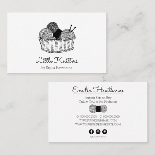 カスタム編み物クロシェスモールビジネスショップ 名刺 (正面/裏面)