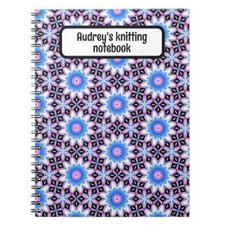 カスタム編み物ノート – 青と紫のデザイン ノートブック