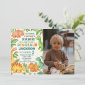 カスタム編集可能ディノパーティー招待状 シーズンカード (スタンド正面)