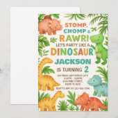 カスタム編集可能ディノパーティー招待状 シーズンカード (正面/裏面)