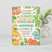 カスタム編集可能ディノパーティー招待状 シーズンカード (スタンド正面)
