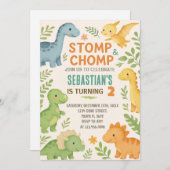 カスタム編集可能ディノパーティー招待状 シーズンカード (正面/裏面)