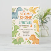 カスタム編集可能ディノパーティー招待状 シーズンカード (スタンド正面)