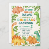 カスタム編集可能ディノパーティー招待状 シーズンカード (正面/裏面)