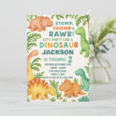 カスタム編集可能ディノパーティー招待状 シーズンカード (スタンド正面)