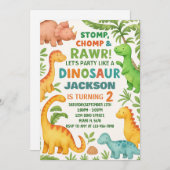カスタム編集可能ディノパーティー招待状 シーズンカード (正面/裏面)