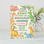 カスタム編集可能ディノパーティー招待状 シーズンカード (スタンド正面)