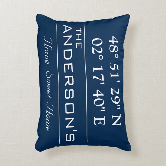 カスタム緯度経度ファミリ名自宅住所 アクセントクッション (正面(垂直))