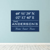 カスタム緯度経度ファミリ名自宅住所 キャンバスプリント (インサイチュ (ウッドフロア))