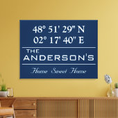 カスタム緯度経度ファミリ名自宅住所 キャンバスプリント (インサイチュ (リビング))