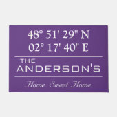 カスタム緯度経度ファミリ名自宅住所 ドアマット (正面)