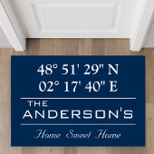 カスタム緯度経度ファミリ名自宅住所 ドアマット