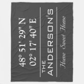 カスタム緯度経度ファミリ名自宅住所 フリースブランケット (正面)