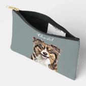 カスタム縁どコリードッグパーソナライズされたスケッチ アクセサリーポーチ (見開き)