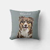 カスタム縁どコリードッグパーソナライズされたスケッチ クッション (正面)