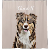 カスタム縁どコリードッグパーソナライズされたスケッチ シャワーカーテン (正面)
