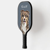 カスタム縁どコリードッグパーソナライズされたスケッチ ピックルボールラケット (左)