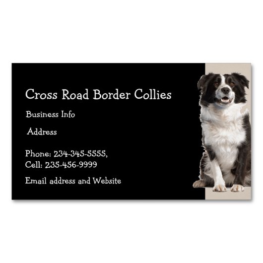 カスタム縁どCollies Dog Pet Animalロゴ マグネット名刺 (正面)