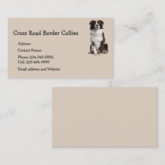 カスタム縁どCollies Dog Pet Animal Logo Business 名刺 (正面/裏面)