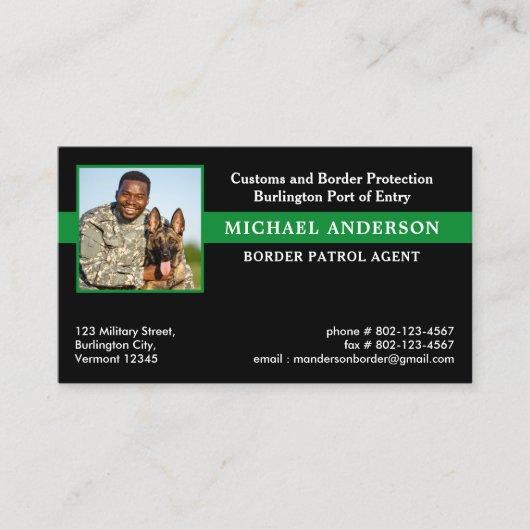 カスタム縁どPatrol Agent連邦軍隊写真 名刺 (正面)
