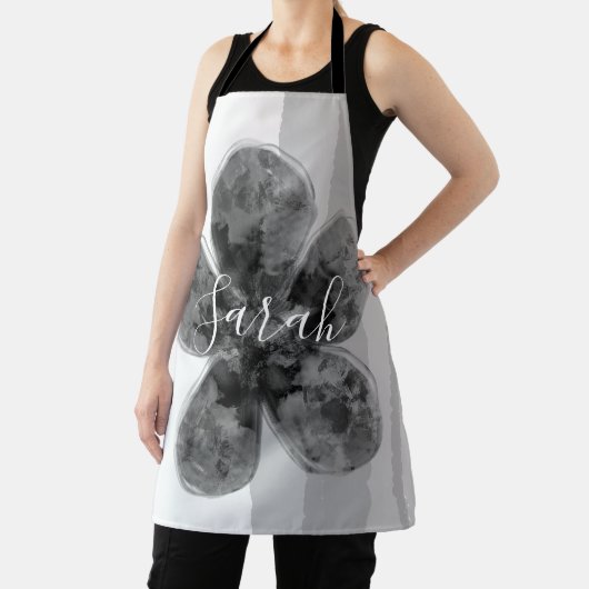 カスタム署名の名前ブラックフローラ抽象芸術エプロン エプロン (インサイチュ)