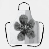 カスタム署名の名前ブラックフローラ抽象芸術エプロン エプロン (正面)