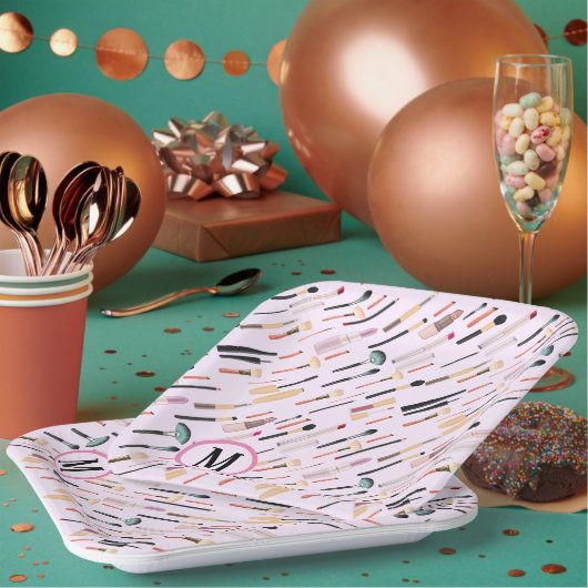 カスタム美しいのエレガントキラキラのメイクアップツール ペーパープレート (複数)