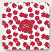 カスタム美しいフレッシュレッドさくらんぼ模様 コースター (正面)