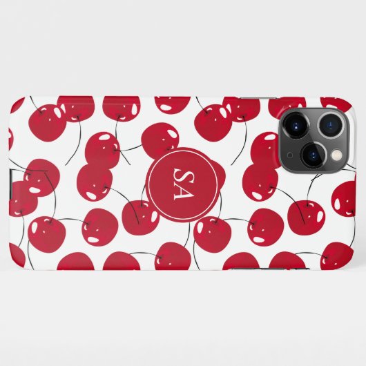 カスタム美しいフレッシュレッドさくらんぼ模様 iPhoneケース (裏面横)