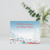 カスタム美しいブルースツリー&フラワーゴッドブレス シーズンポストカード (スタンド正面)