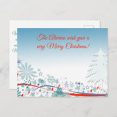 カスタム美しいブルースツリー&フラワーゴッドブレス シーズンポストカード (正面/裏面)