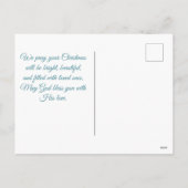 カスタム美しいブルースツリー&フラワーゴッドブレス シーズンポストカード (裏面)