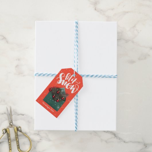 カスタム美しいメリーカラフルクリスマス ギフトタグ (より糸付き)