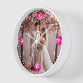 カスタム美しい結婚テーマラウンドウォールクロック 壁時計 (傾斜)
