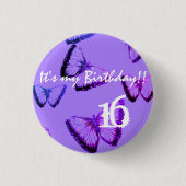 カスタム美しい蝶それが私の誕生日である3センチR 缶バッジ (正面)