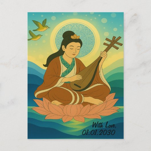 カスタム美学モダン日本ラッキー女神 ポストカード (正面)