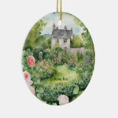 カスタム美的ウォーターカラーアイリッシュビレッジコテージ セラミックオーナメント (右)