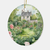 カスタム美的ウォーターカラーアイリッシュビレッジコテージ セラミックオーナメント (左)