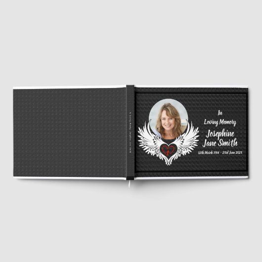 カスタム翼形葬儀写真追悼記念碑 ゲストブック (全面)