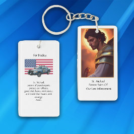 カスタム聖マイケル法執行祈りの言葉 キーホルダー