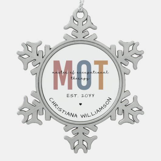 カスタム職業セラピー スノーフレークピューターオーナメント (正面)