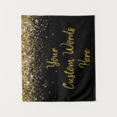 カスタム背景バースデーパーティー写真ブース金ゴールド タペストリー (正面)