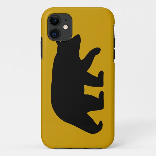 カスタム背景色のクロクマのシルエット Case-Mate iPhoneケース (裏面)