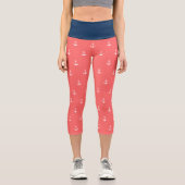 カスタム背景色航海の白いかり カプリレギンス (正面)