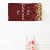 カスタム背景誕生日パーティー写真マルーン&金ゴールド 横断幕 (インサイチュ)